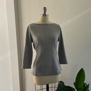 Ann Taylor Gray Chevron Boatneck Top